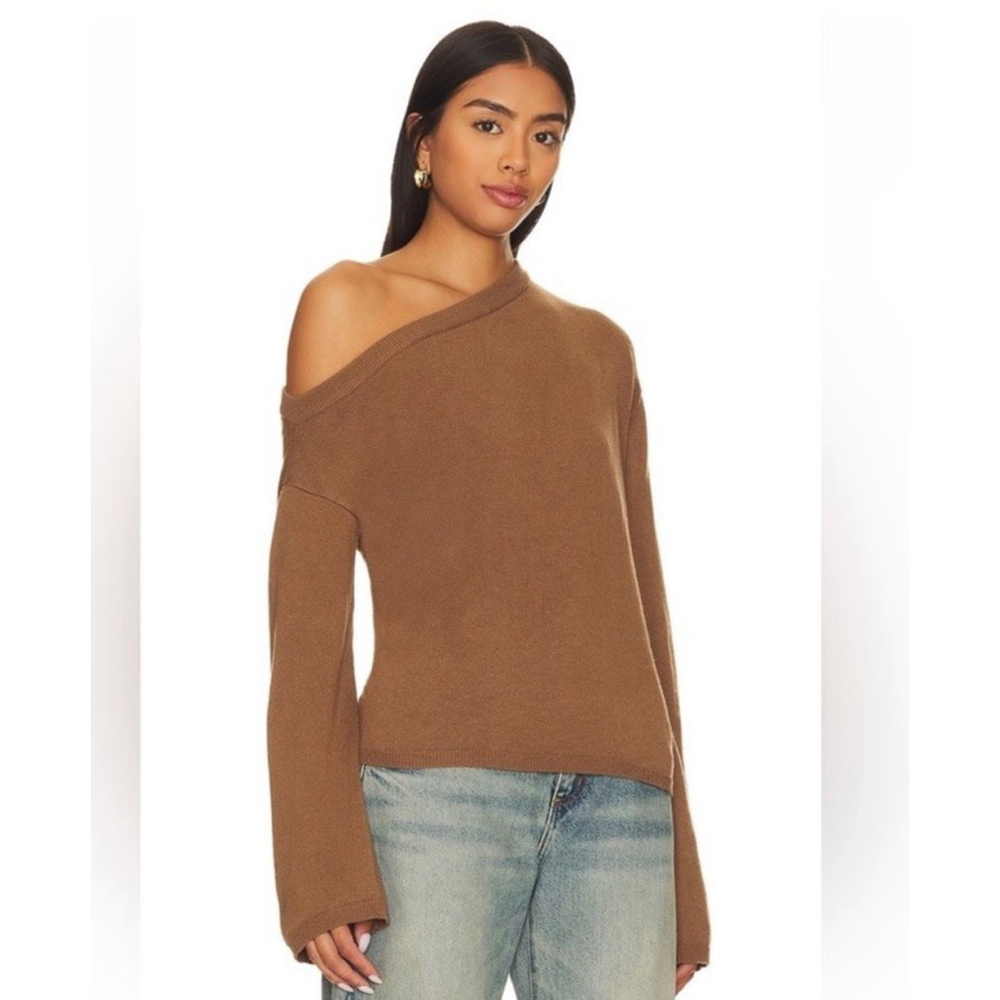 Chaser 'Dani' Satin Off Shoulder Bronze Metallic Long Sleeve Size S - Picture 2 of 8